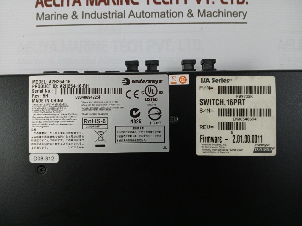 Enterasys A2H254-16 I/A Series Ethernet Switch Sw0002 E164374 16Prt 50-60Hz