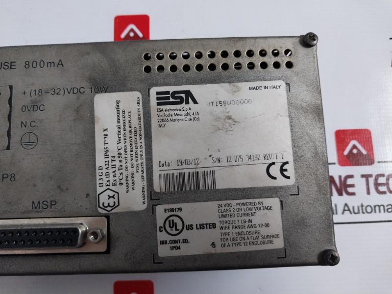 Esa Elettronica Vt155W00000 Operator Interface Panel 24 Vdc Rev: 1.1