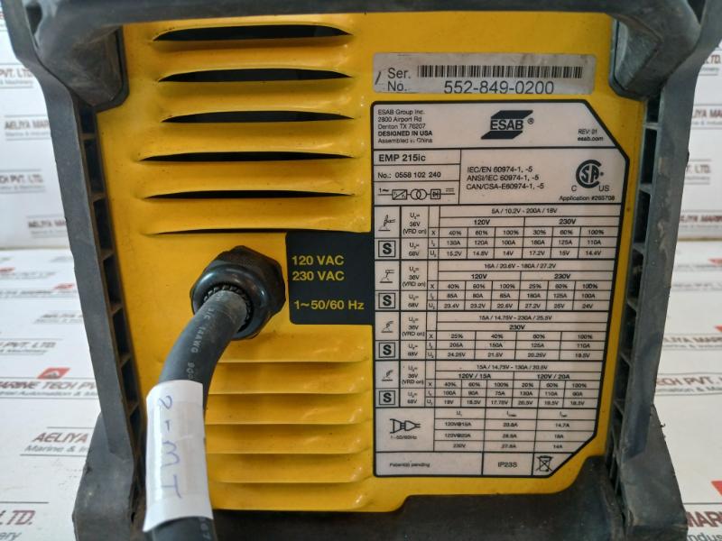 Esab Emp 215Ic Dc Mig Welding Machines 120 Vac/230 Vac Ip23S 2-mt