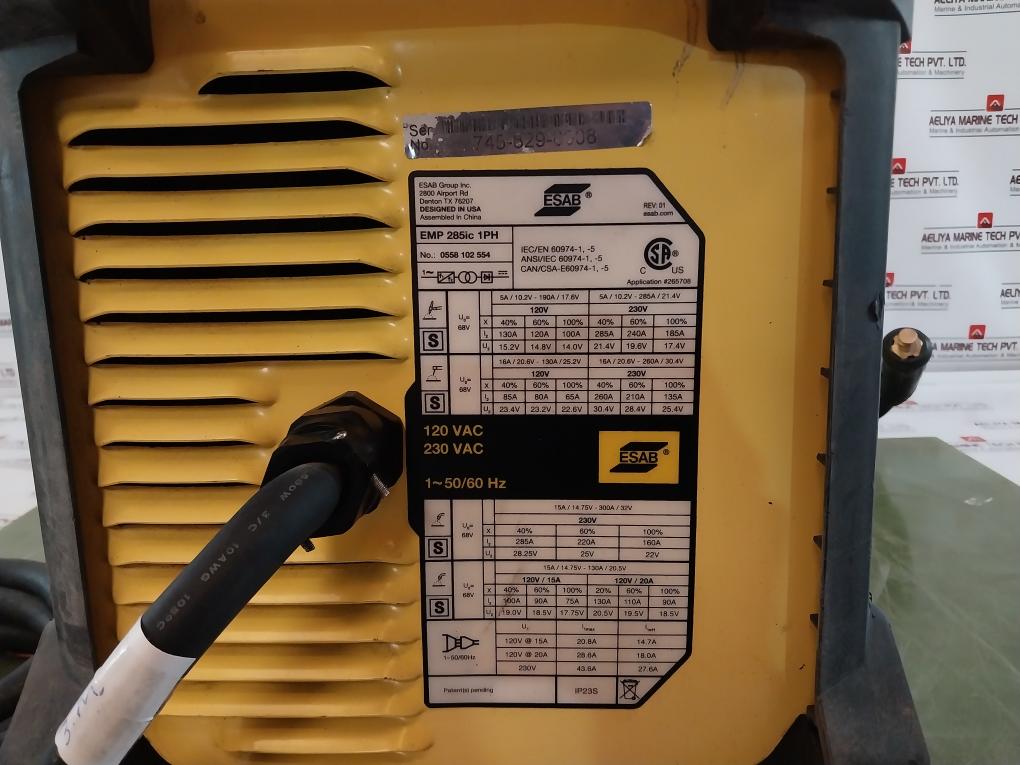 Esab Emp 285Ic 1Ph Multi Process Mig/Stick/Tig Welder Single Phase 120/230V 285A