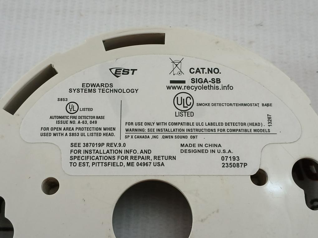 Lot Of 5X Est Siga-sb Detector Base