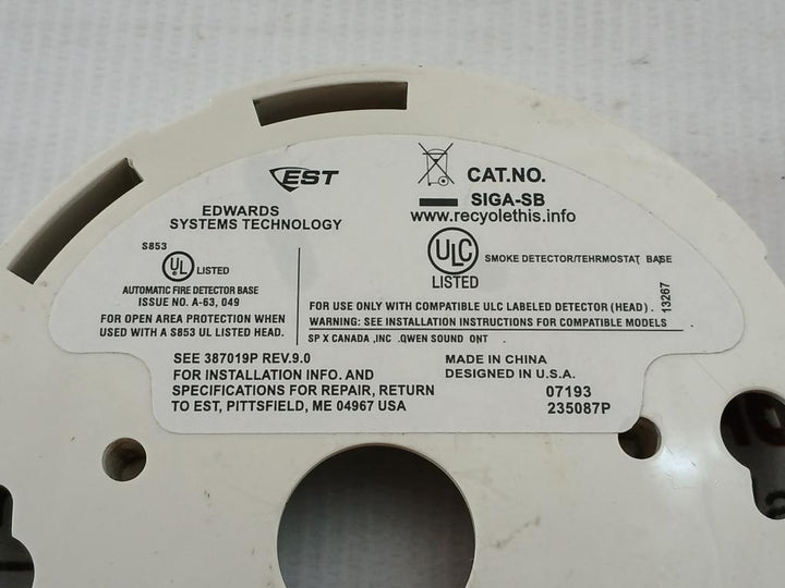 Lot Of 5X Est Siga-sb Detector Base