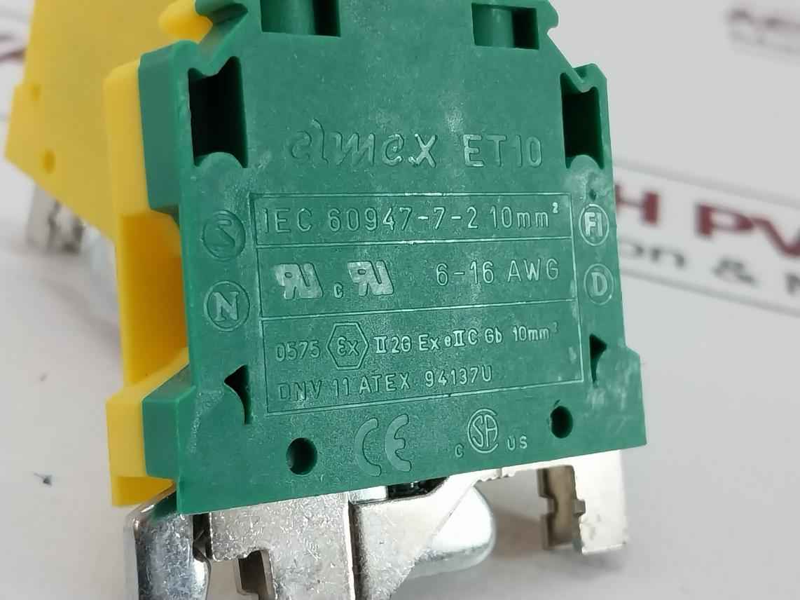 Et10 Screw Connection Terminal Block 10Mm2 Elmex Iec 60947-7-2  (1 Box = 50 Pcs)