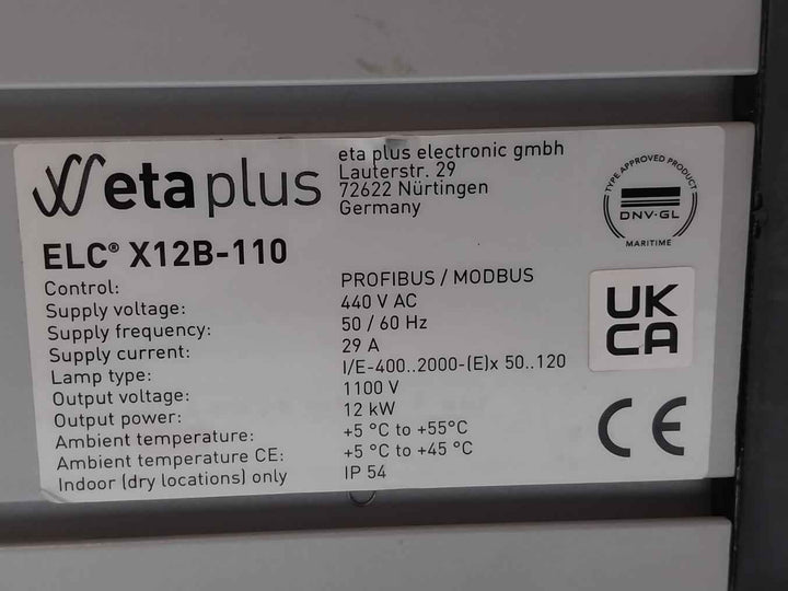 Eta Plus X12b-110 Electronic Lamp Controller Unit 440vac 50/60hz 29a Ip54