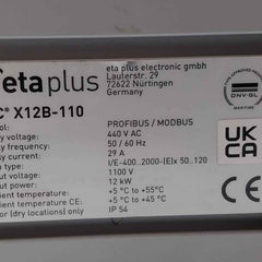 Eta Plus X12b-110 Electronic Lamp Controller Unit 440vac 50/60hz 29a Ip54