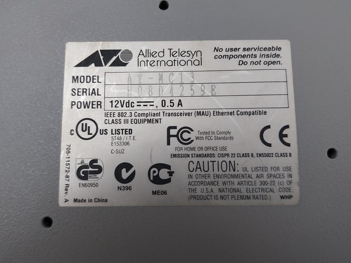 Ethernet Media Converter Rev-a Allied Telesyn At-mc13