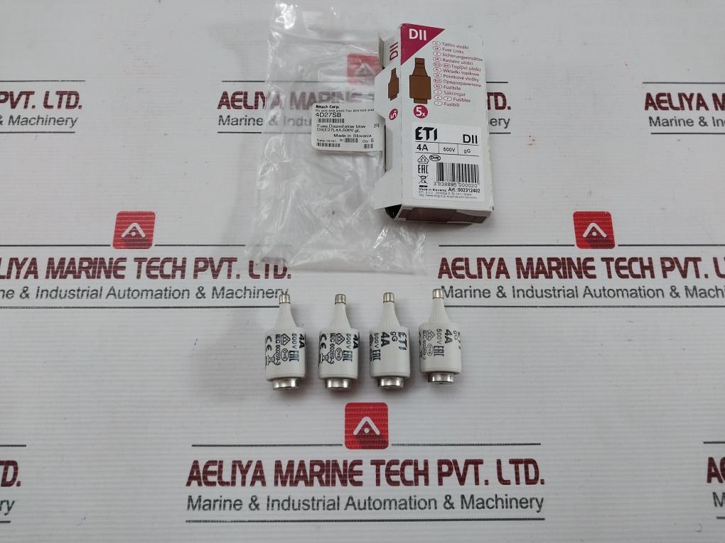 Eti Slow Blow Diazed Fuse Link 002312402, 4A 500V (1 Box =4 Pieces)