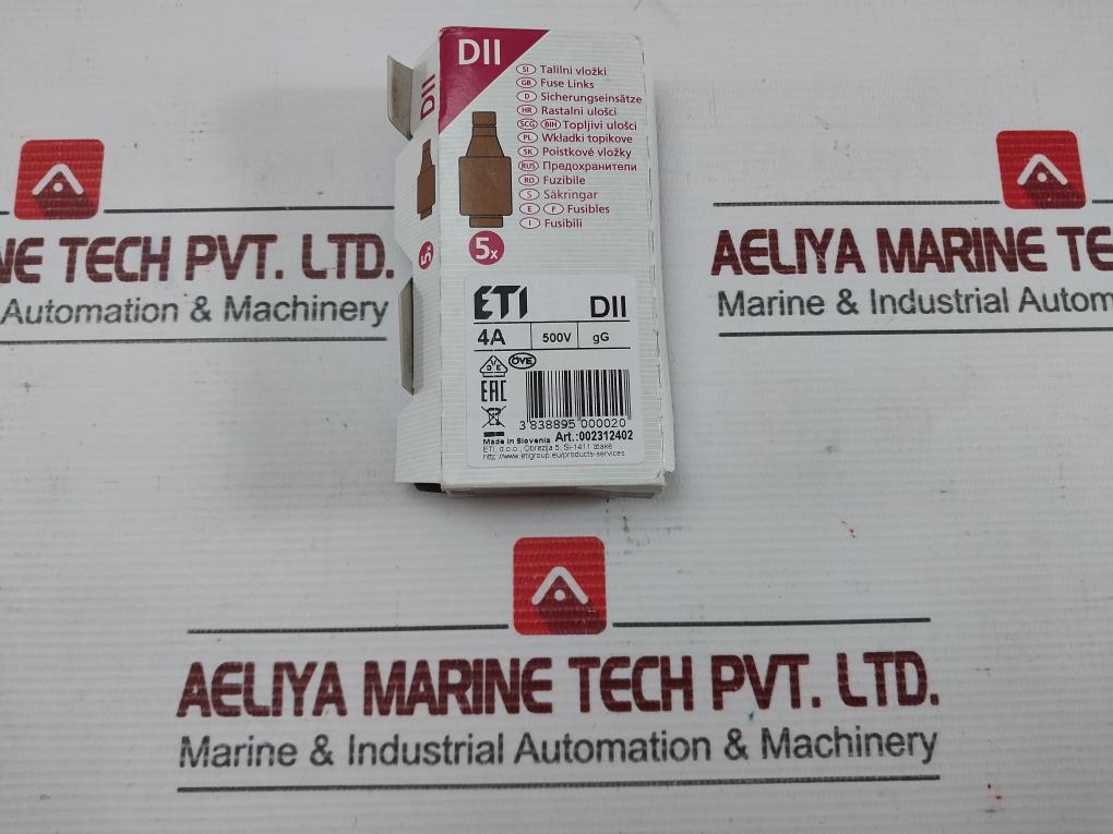 Eti Slow Blow Diazed Fuse Link 002312402, 4A 500V (1 Box =4 Pieces)