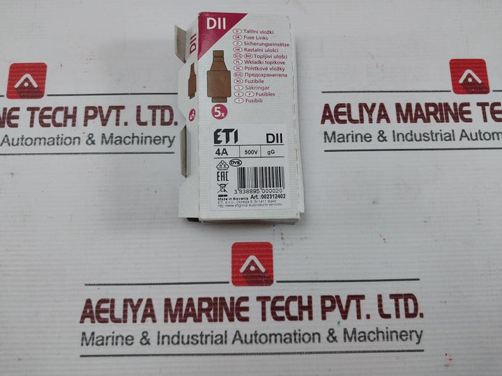 Eti Slow Blow Diazed Fuse Link 002312402, 4A 500V (1 Box =4 Pieces)