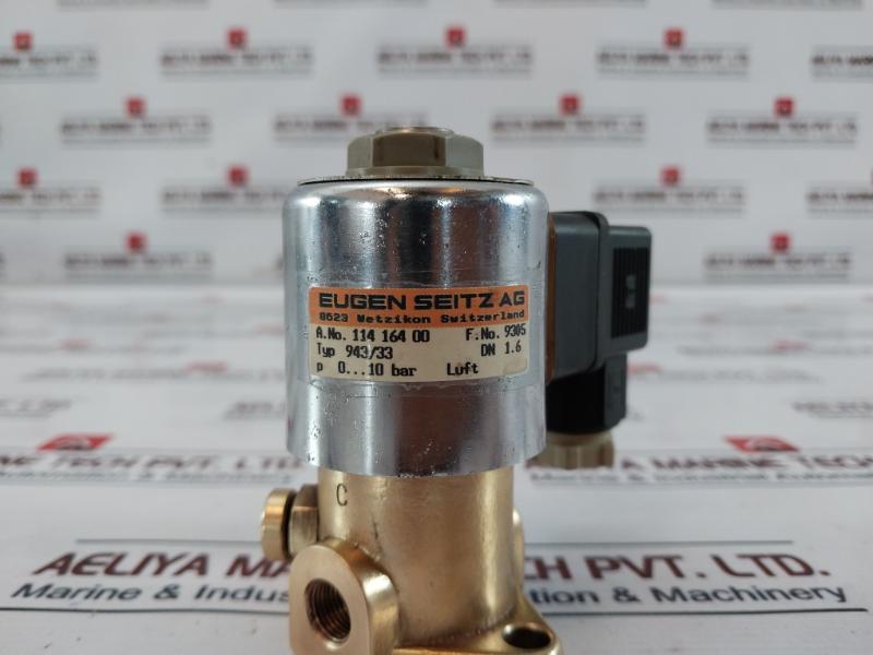 Eugen Seitz 114 164 00 Solenoid Coil Valve 943/33/ 1b27 0-10 Bar 220v 60hz 7w