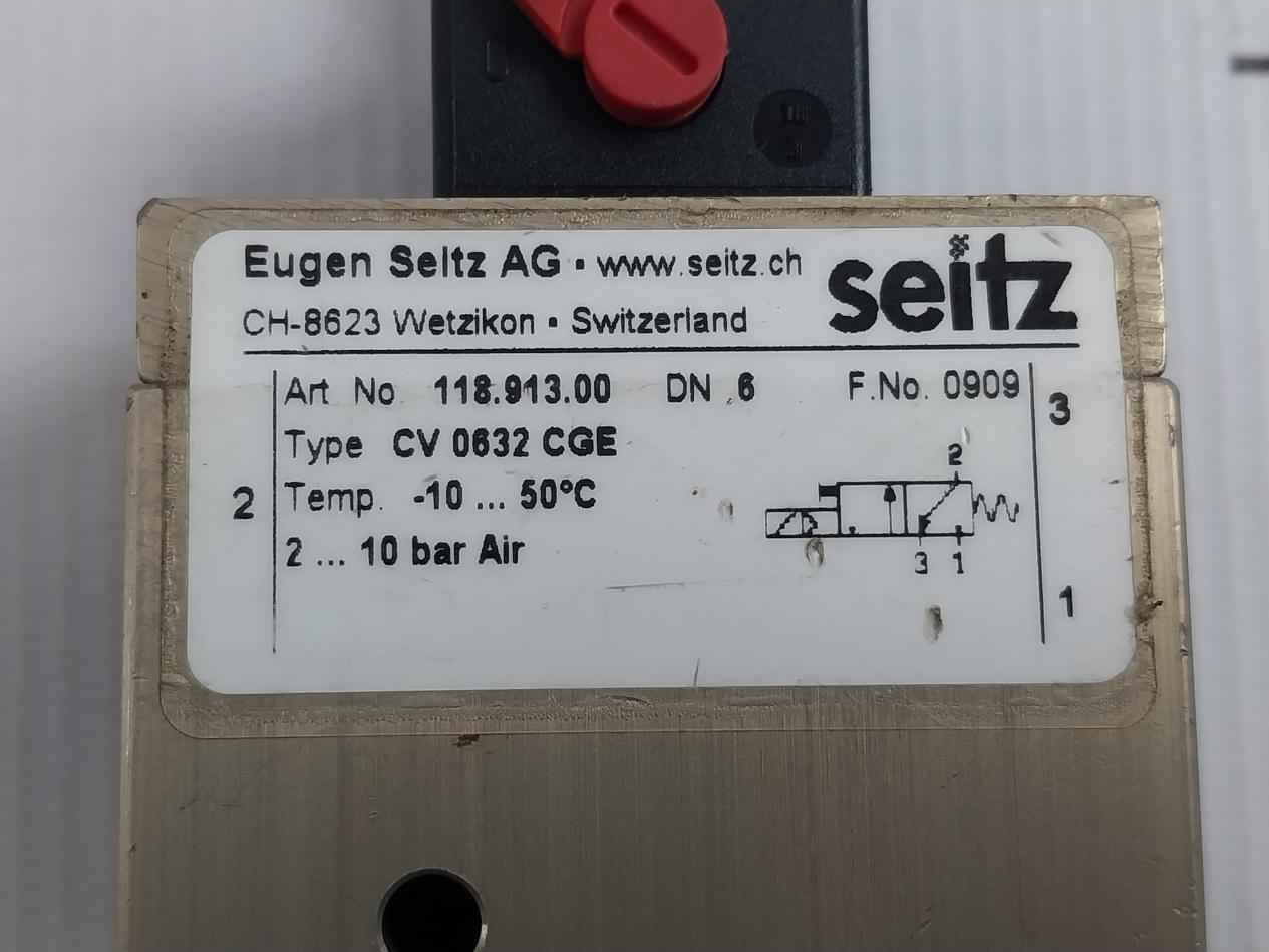 Eugen Seitz Ag 118.913.00 Pneumatic Solenoid Valve Cv 0632 Cge 2-10 Bar