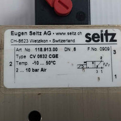 Eugen Seitz Ag 118.913.00 Pneumatic Solenoid Valve Cv 0632 Cge 2-10 Bar