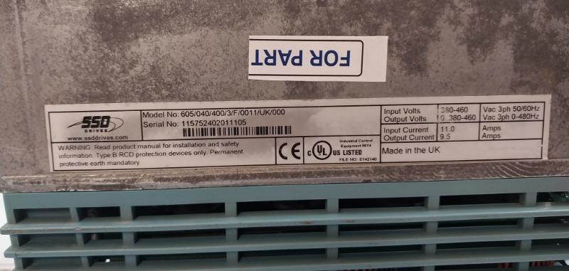 Eurotherm 605/040/400/3/F/0011/Uk/000 Internal Ssd Drive, E142140