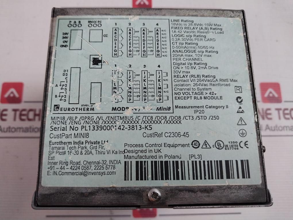 Eurotherm Modbus/Tcp Mini8 Loop Controller Ip20 18 Vdc To 28.8Vdc 50/60Hz 15W