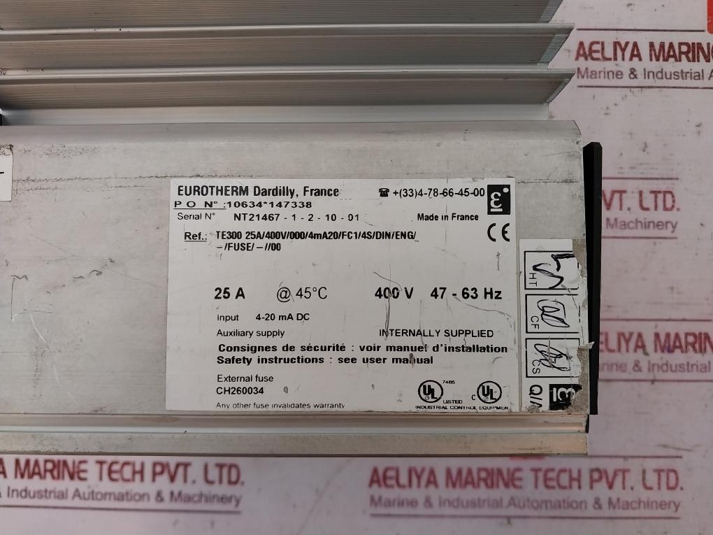 Eurotherm Te300 Power Controller 25A At 45 C 400V 47-63Hz 4-20Ma Dc