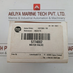 Evac Water Valve 5774002