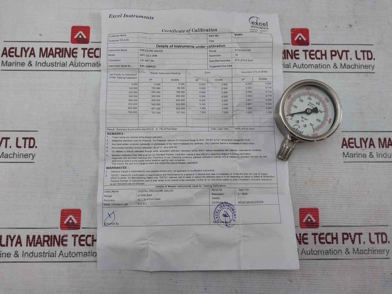 Excel En 837-1 Wpt-25-2-2Nm Digital Pressure Gauge 0-10000 Psi