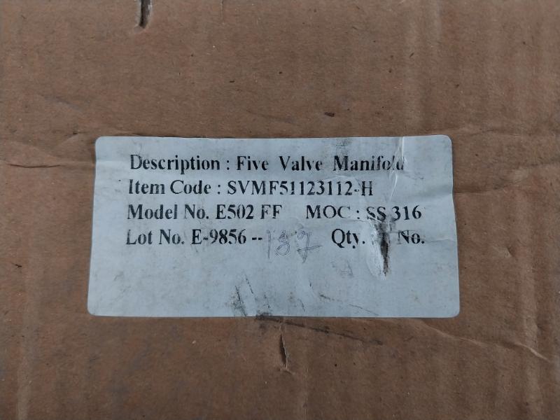Excelock Svmf51123112 Five Valve Manifold 6000 Psi Ss 316 E502 Ff