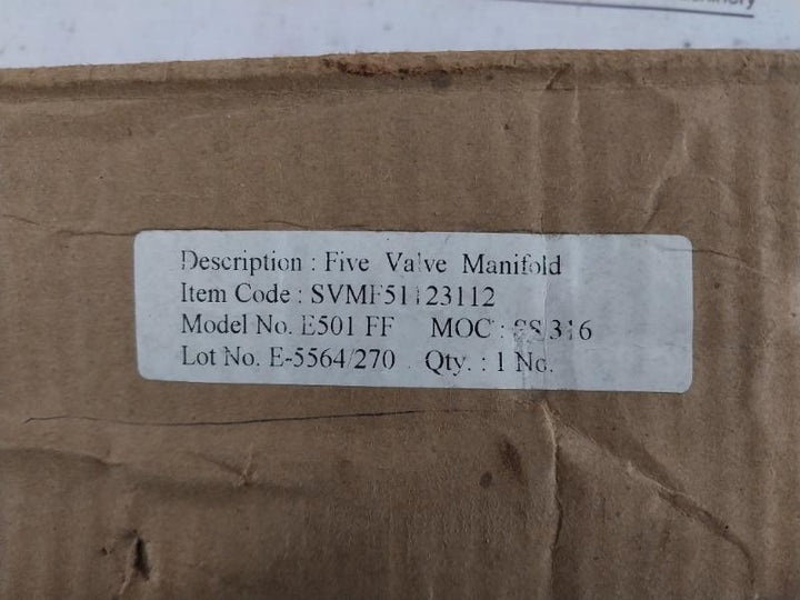 Excelock Svmf51123112 Five Valve Manifold E501 Ff Ss 316