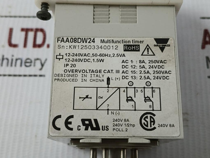 Faa08Dw24 Carlo Gavazzi 12-240Vac 1.5W Ip20 Delay On Operate Multifunction Timer