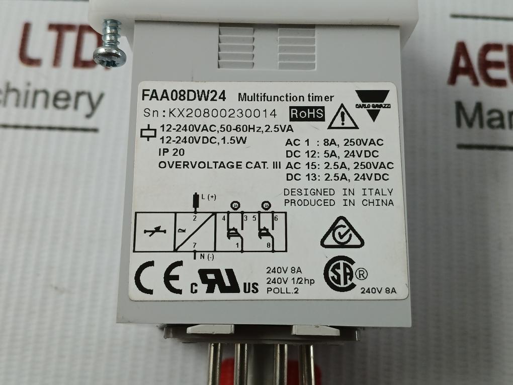 Faa08Dw24 Carlo Gavazzi Analog Time Delay Relay 50/60Hz 250Vac