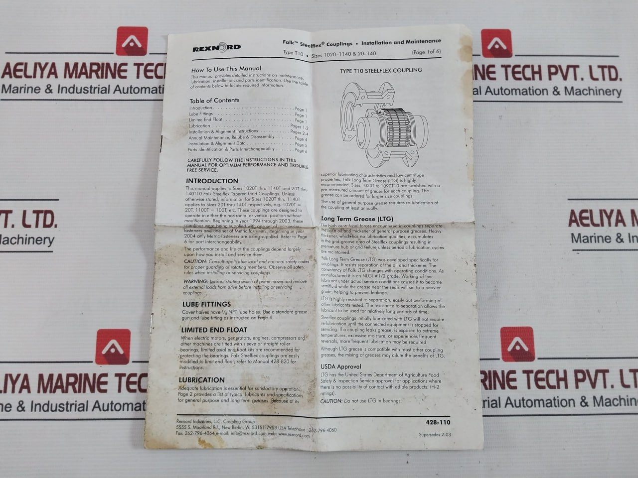 Falk 1100T10C T10 Coupling Grid Cover Assy Set 1/8-27 Npt