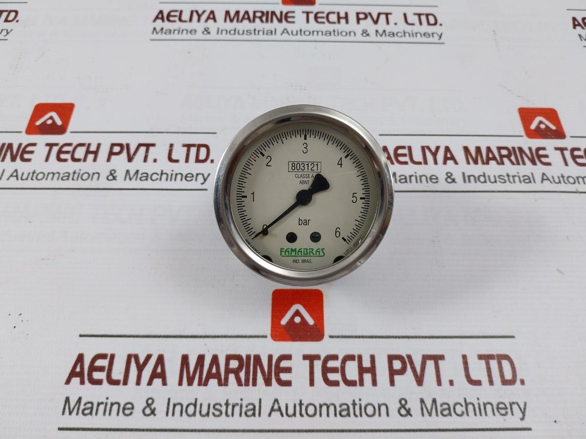 Famabras 14105-1 Manometer Pressure Gauge 0-6 Bar Stainless Steel