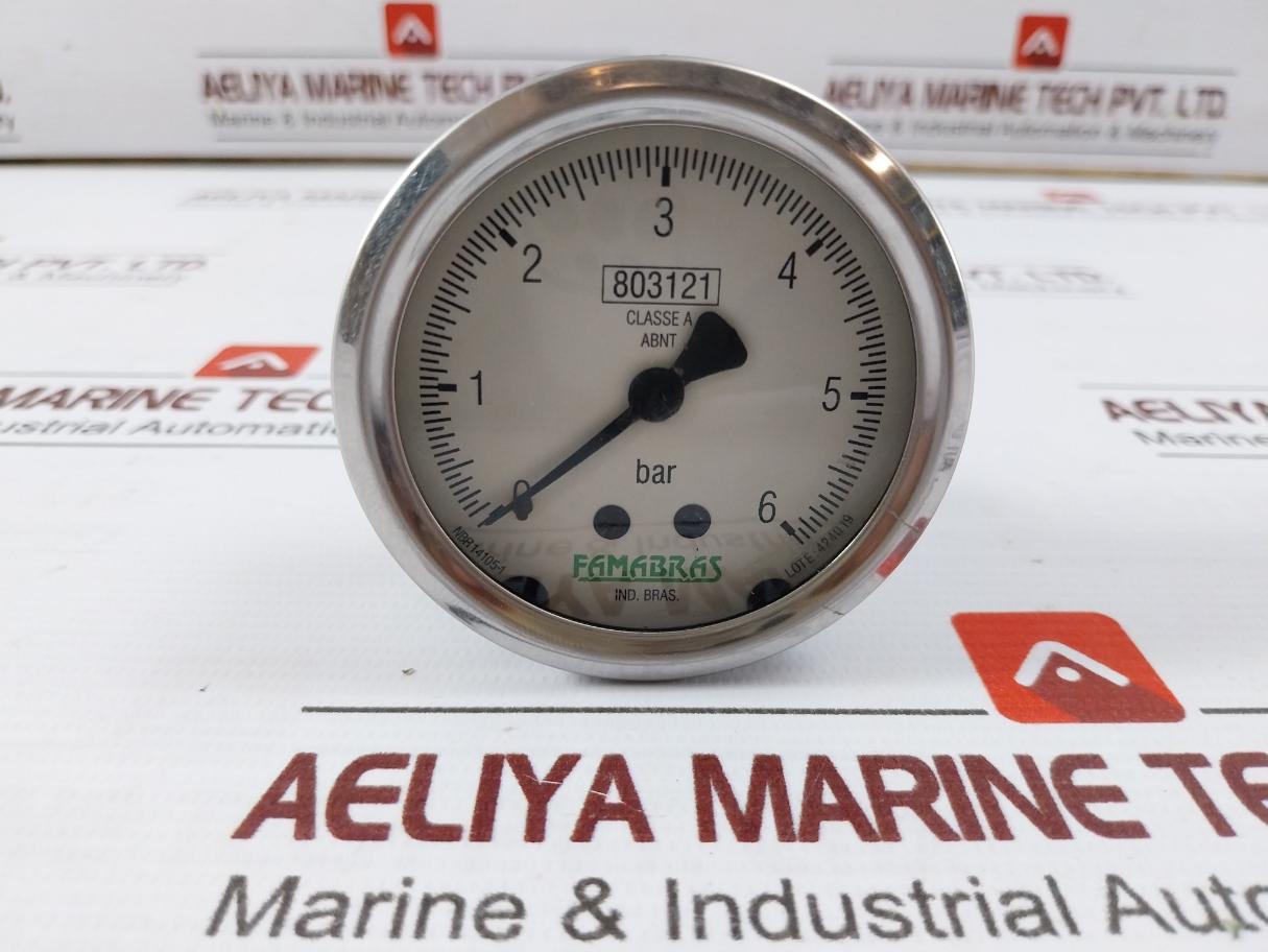 Famabras 14105-1 Manometer Pressure Gauge 0-6 Bar Stainless Steel