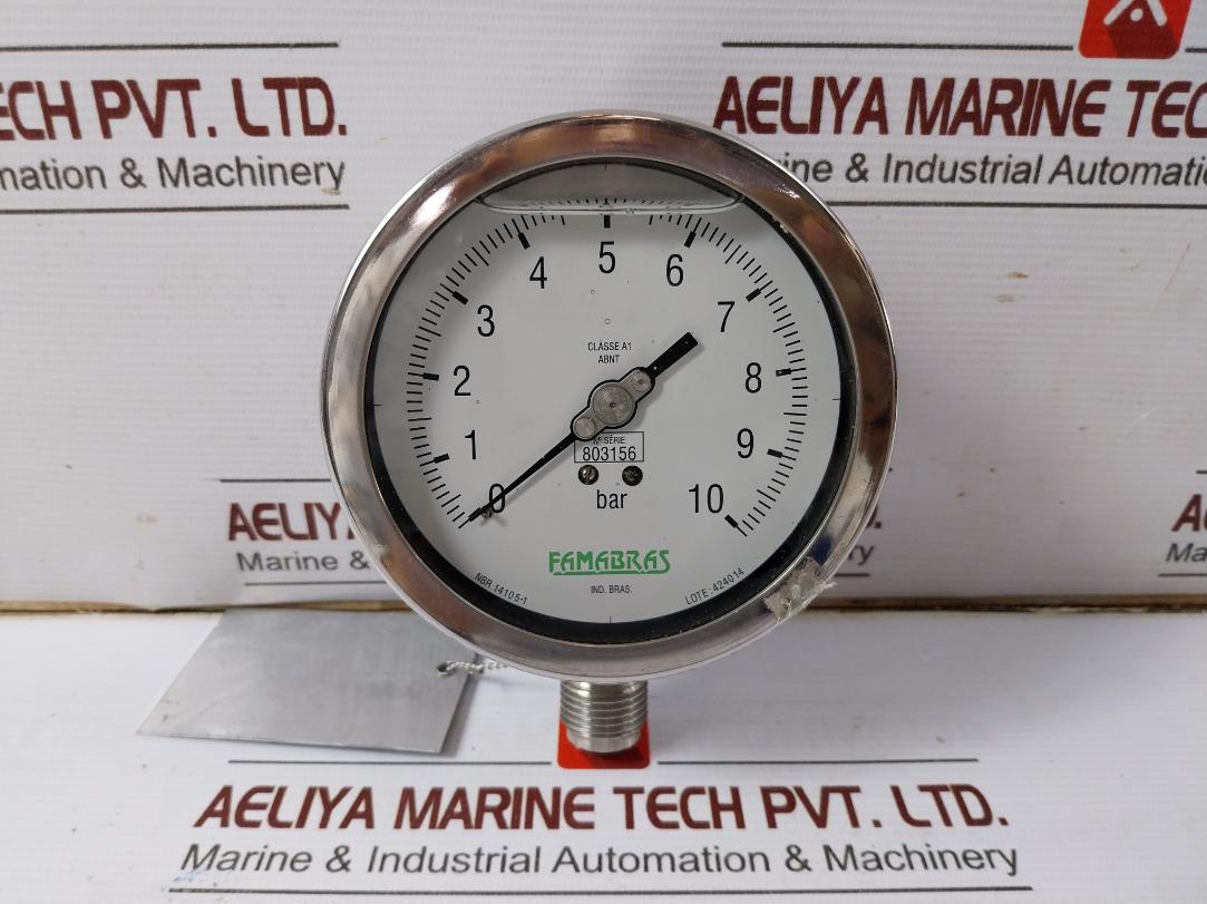 Famabras 14105-1 Pressure Gauge 0-10 Bar 232.50 4 Pol 1/2 Bsp