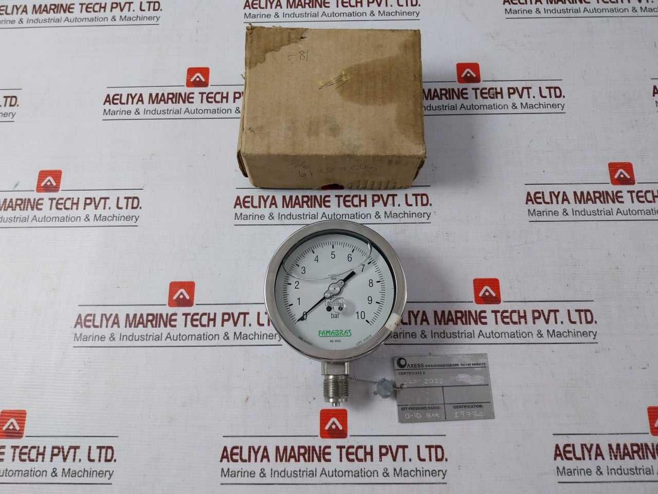 Famabras 14105-1 Pressure Gauge 0-10 Bar Class A1