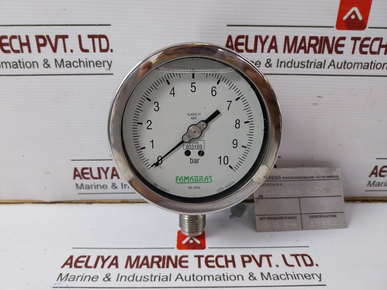 Famabras 14105-1 Pressure Gauge 0-10 Bar Class A1