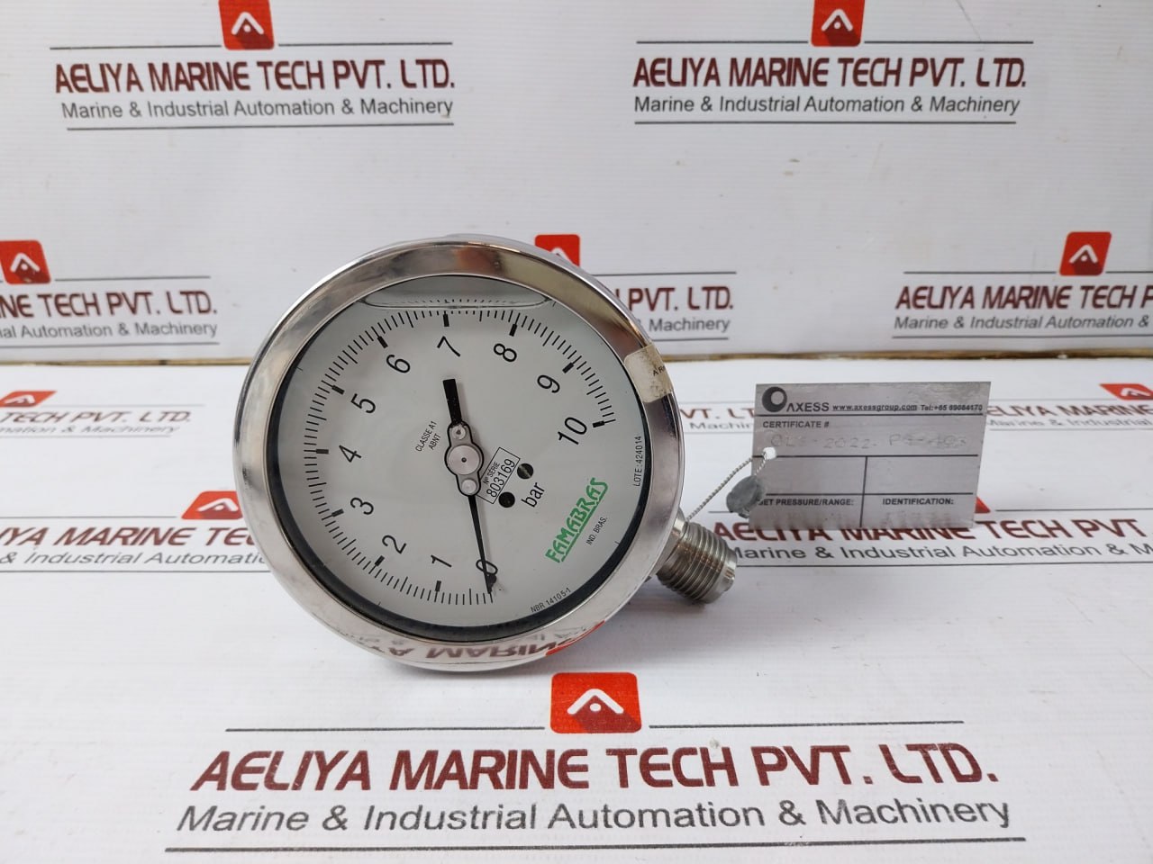 Famabras 14105-1 Pressure Gauge 0-10 Bar Class A1