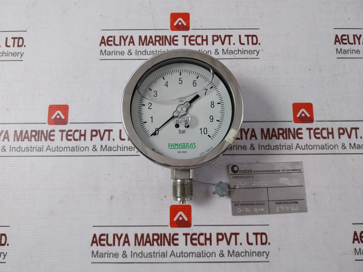 Famabras 14105-1 Pressure Gauge 0-10 Bar Class A1