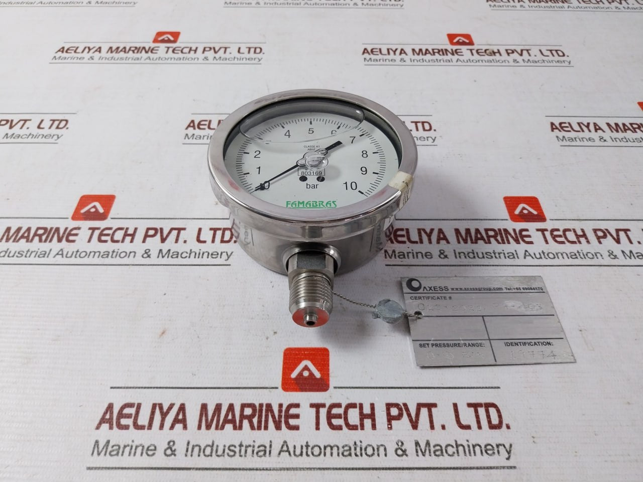 Famabras 14105-1 Pressure Gauge 0-10 Bar Class A1