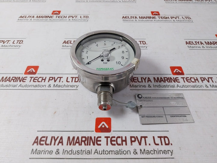 Famabras 14105-1 Pressure Gauge 0-10 Bar Class A1