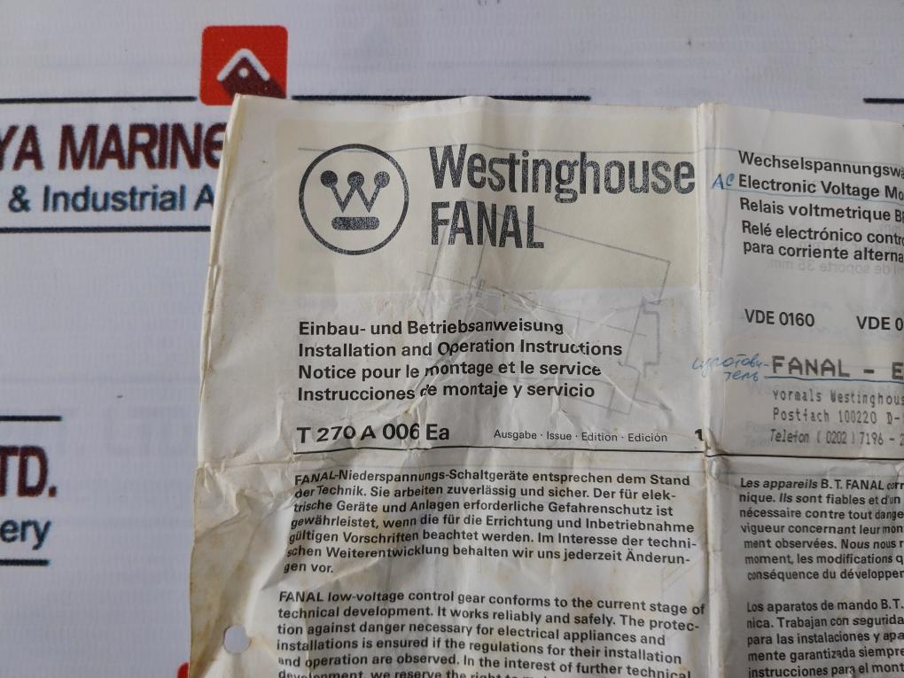 Fanal Br-ww Electronic Voltage Monitor Ac11 2.5A 220Vac