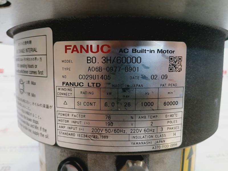 Fanuc B0.3H/60000 Turbo Blower A06B-0977-b901 6Kw 3-phase Motor 190V 1000Hz