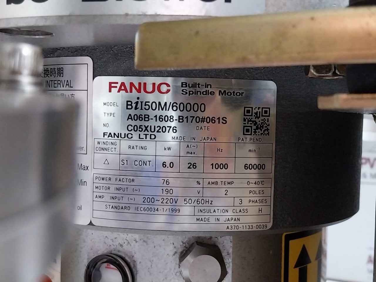 Fanuc Bii50M/60000 3-phase Turbo Blower C05Xu2076 2-pole 200-220V 50/60Hz