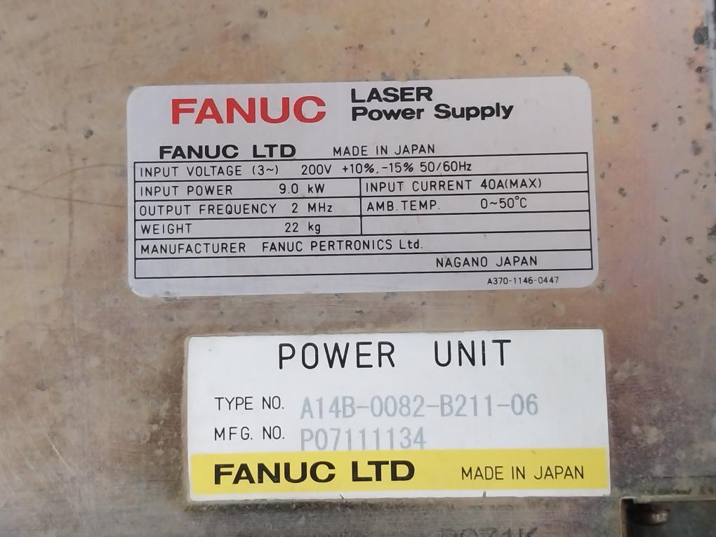 Fanuc A14B-0082-b211-06 Laser Power Supply Unit 200–240V Ac 50/60 Hz