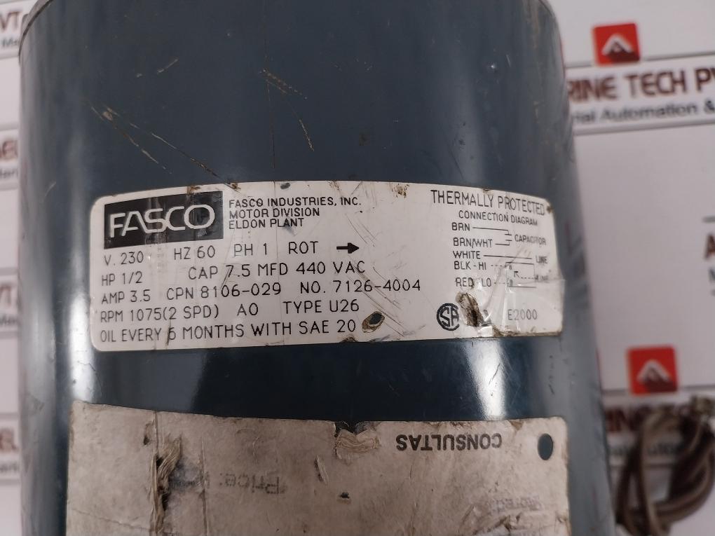 Fasco U26 Blower Motor 7126-4004 3.5Amp 440VAC