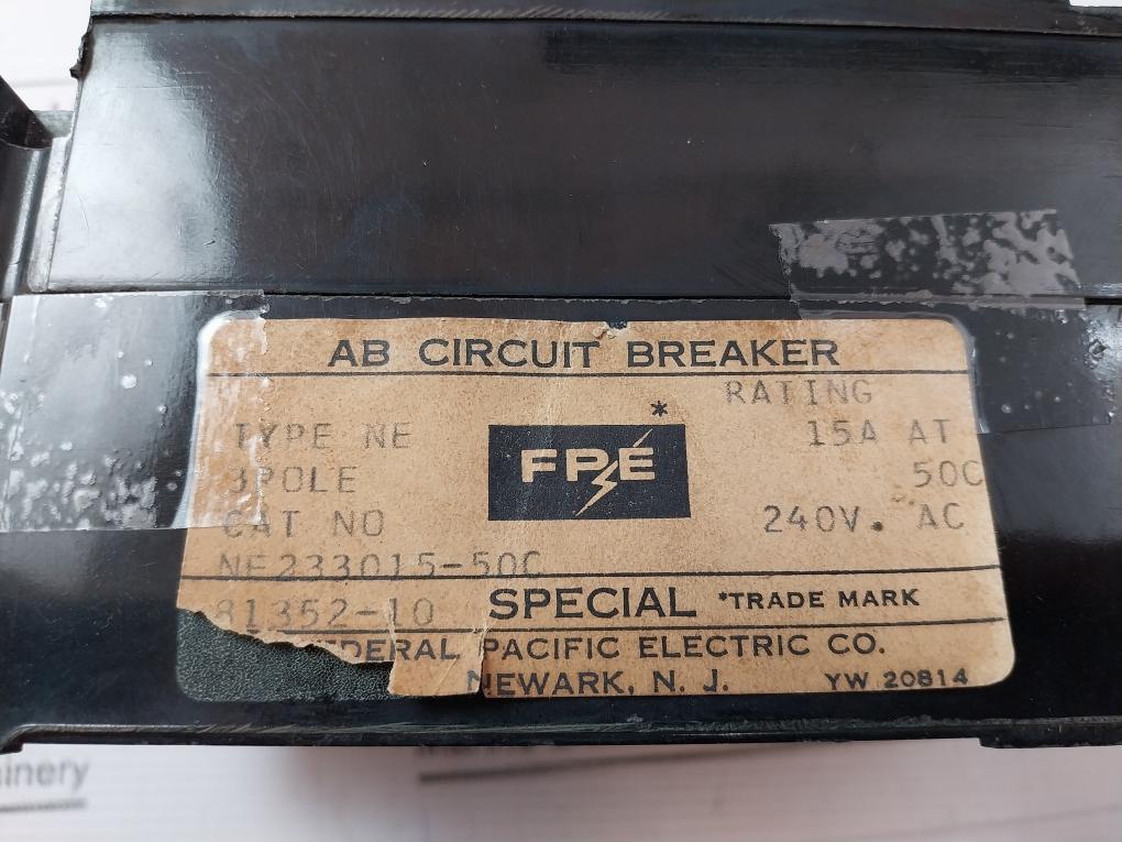 Federal Pacific Ne233015-50C 3 Pole Ab Circuit Breaker