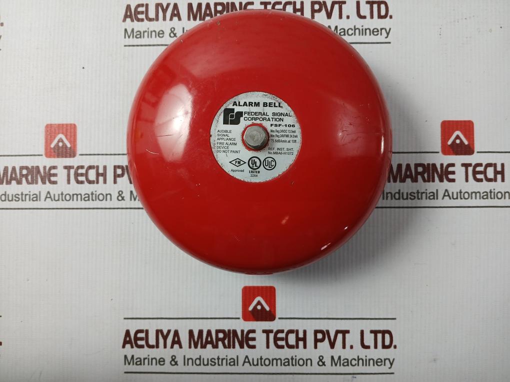 Federal Signal Fsf-106 Alarm Bell Max.24Vdc 13.5Ma Mba6-h1072
