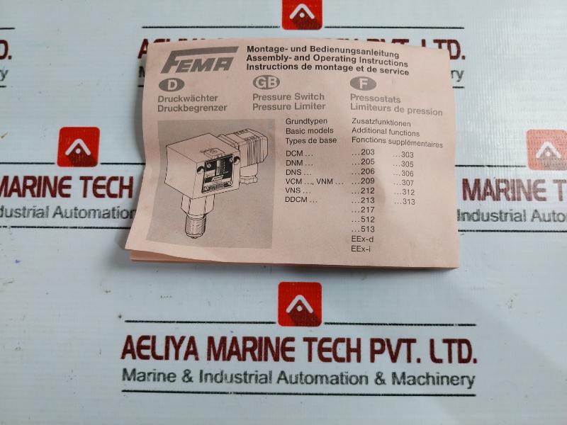 Fema Dcmv 6 Pressure Switch, 0.5-6 Bar, 16 Bar Max Ip54