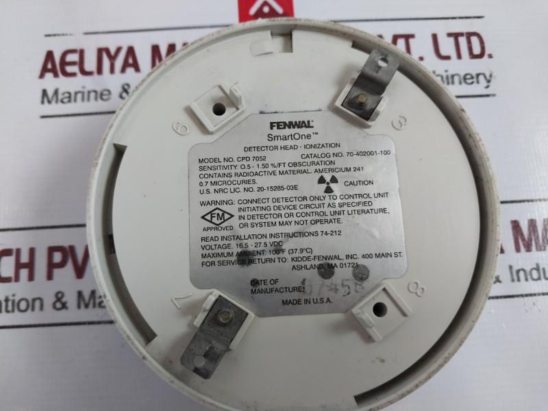 Fenwal Cpd 7052 Ionization Smoke Detector Head With Base 20-15285-03E 16.5-27.5