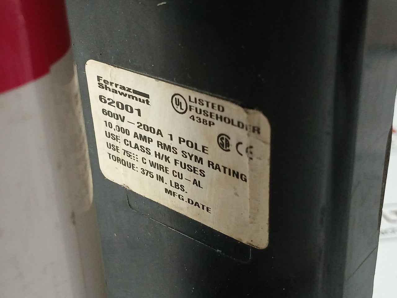 Ferraz Shawmut 62001 Class Rk5 Fuse With Base Holder 600V-200A 1 Pole