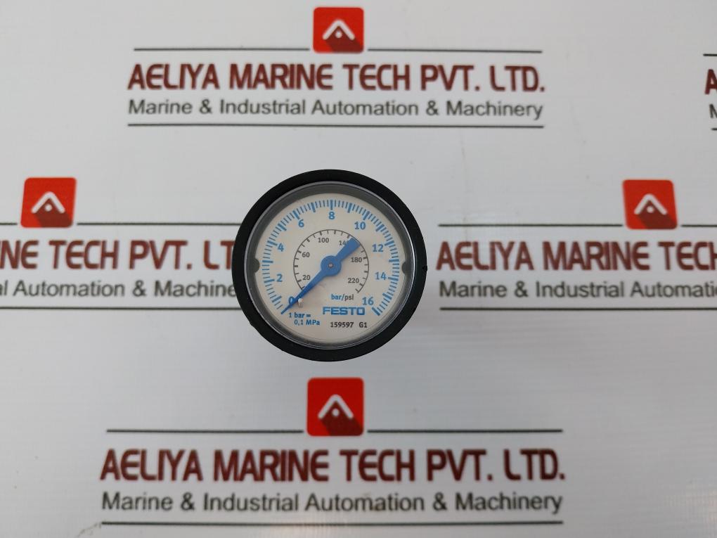 Festo 159597 G1 Pressure Gauge 0-16 Bar / 0-220 PSI