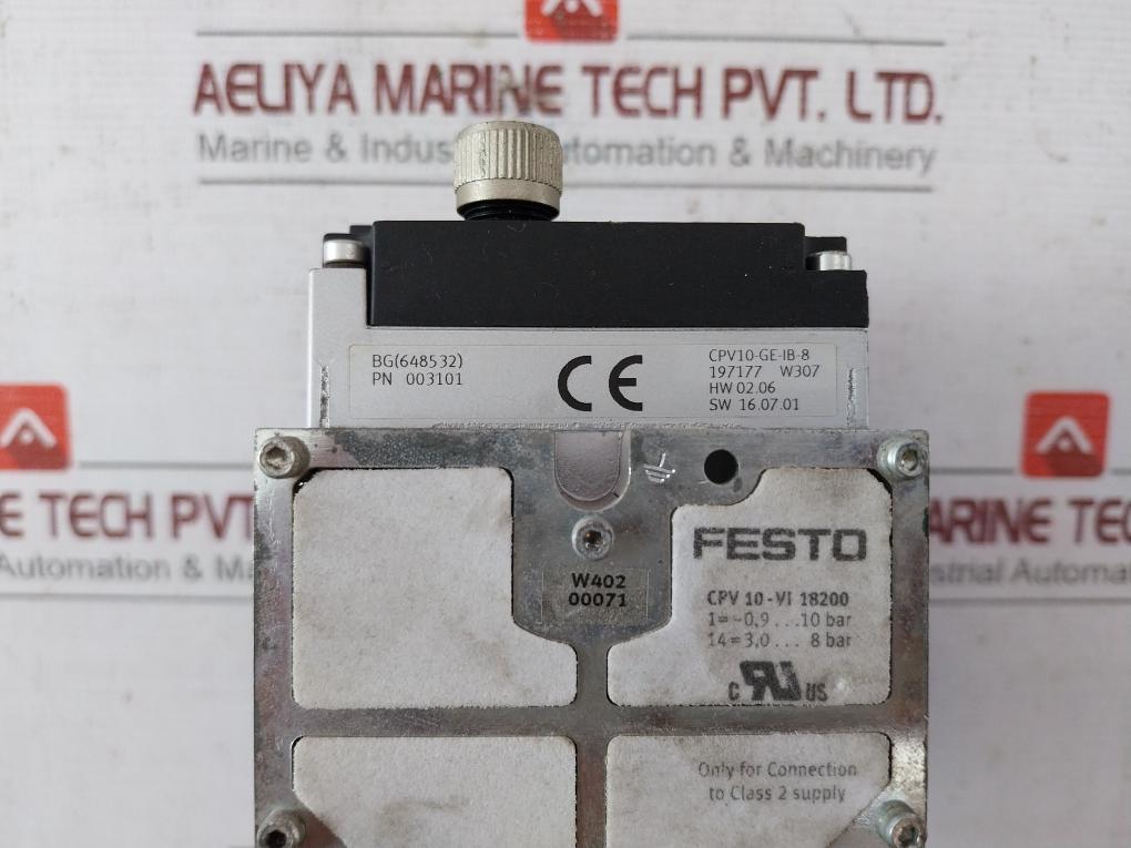 Festo Cpv10-ge-ib-8 Valve Terminal 003101 Ip65 -0.9-10Bar 3,0-8 Bar 80 C