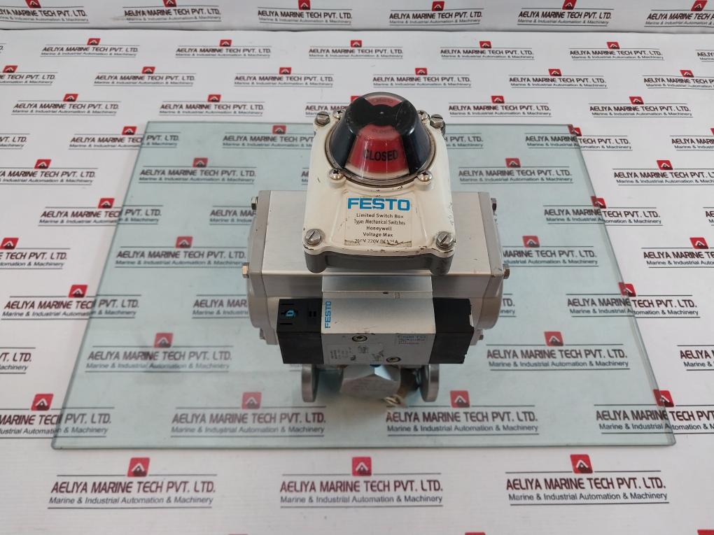 Festo DFPD-80-RP-90-RD-F0507 Rotary Actuator W/ Solenoid Valve, Switch Box