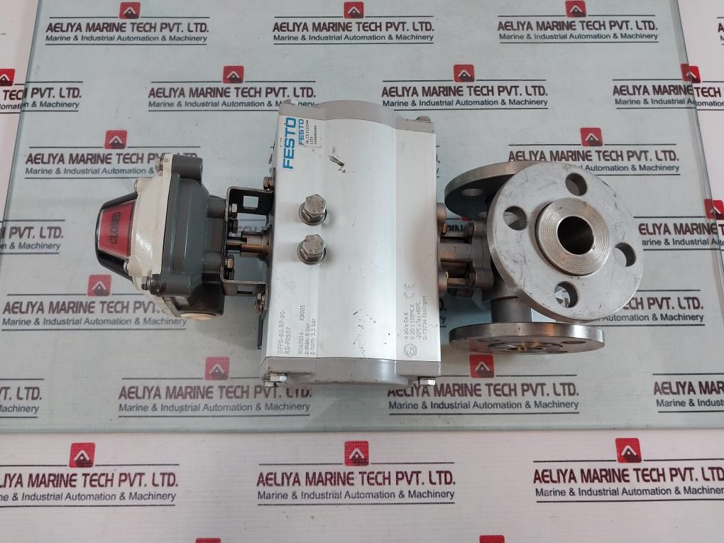 Festo DFPD-80-RP-90-RD-F0507 Rotary Actuator W/ Solenoid Valve, Switch Box