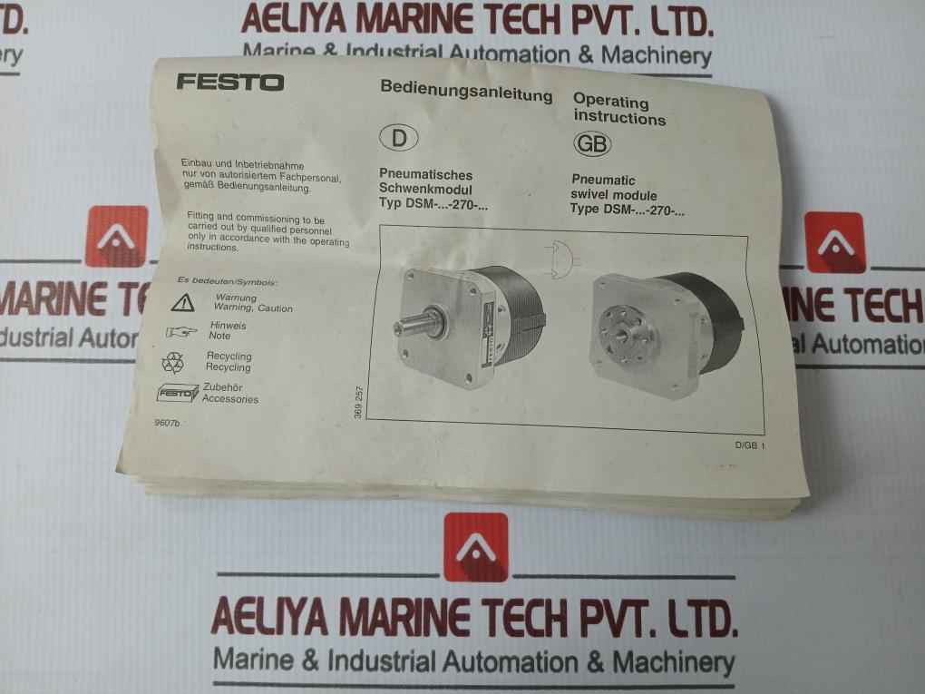 Festo Dsm-32-270-p-fw Pneumatic Swivel Module 10 Bar/145 Psi